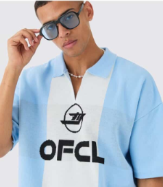 Boohoo - Oversized Boxy Football Knitted Top