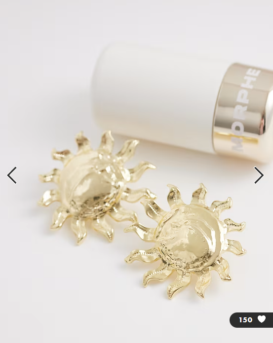 ASOS DESIGN studs with sun design in gold tone