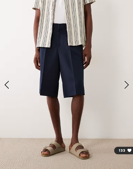 ASOS DESIGN tailored pleated oversized bermuda shorts in navy
