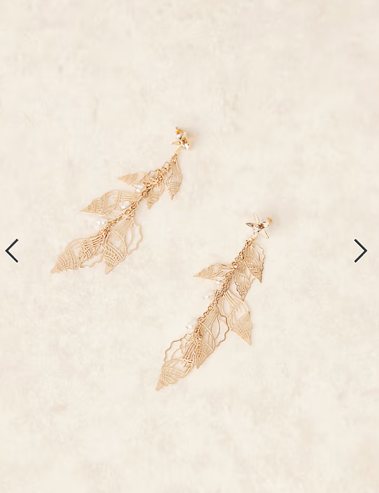 ASOS DESIGN stud drop earrings with cut-out shell design in gold tone