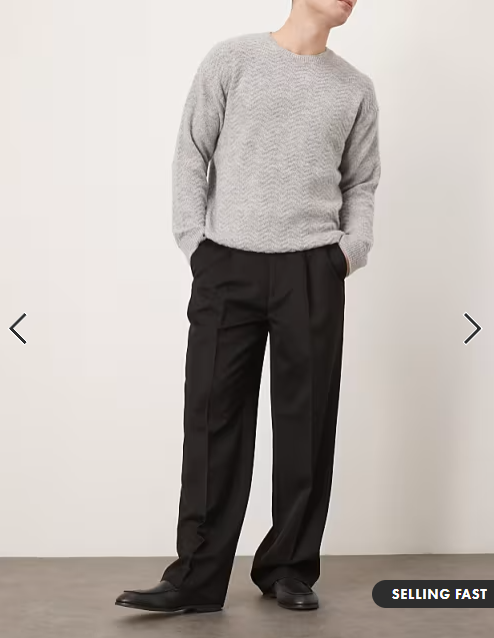 ASOS DESIGN smart pleated wide leg trousers in black
