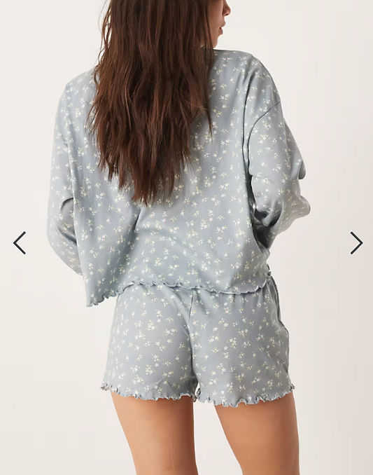 ASOS DESIGN mix & match pajama shorts in blue floral print