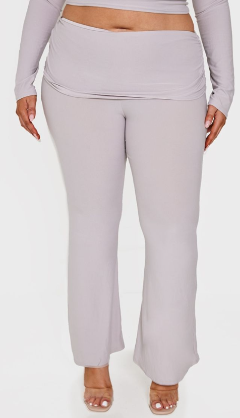 Plus Grey Marl Contour Jersey Flared Trousers
