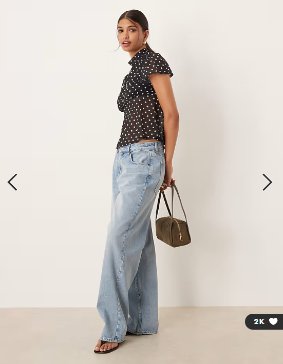ASOS DESIGN floaty mesh flutter sleeve top with tie back detail in black polka dot