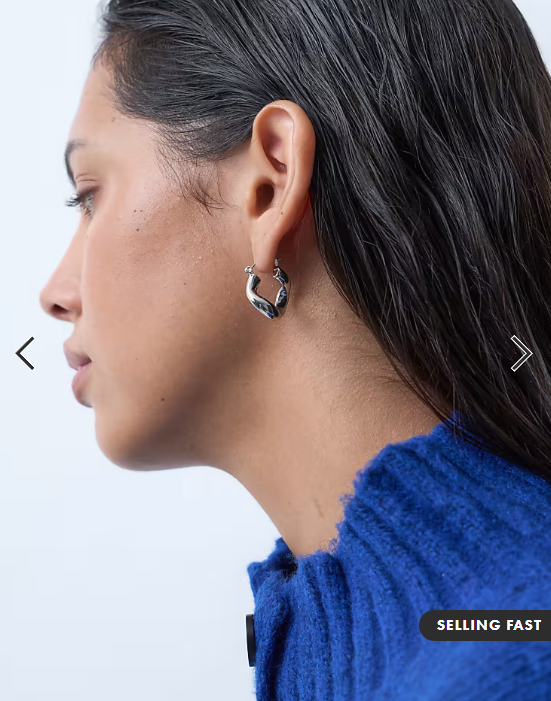 ASOS DESIGN small hoops with twisted design in silver tone