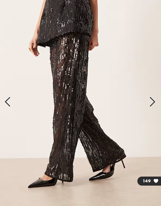 ASOS DESIGN tailored wide leg sheer sequin trousers co-ord in black