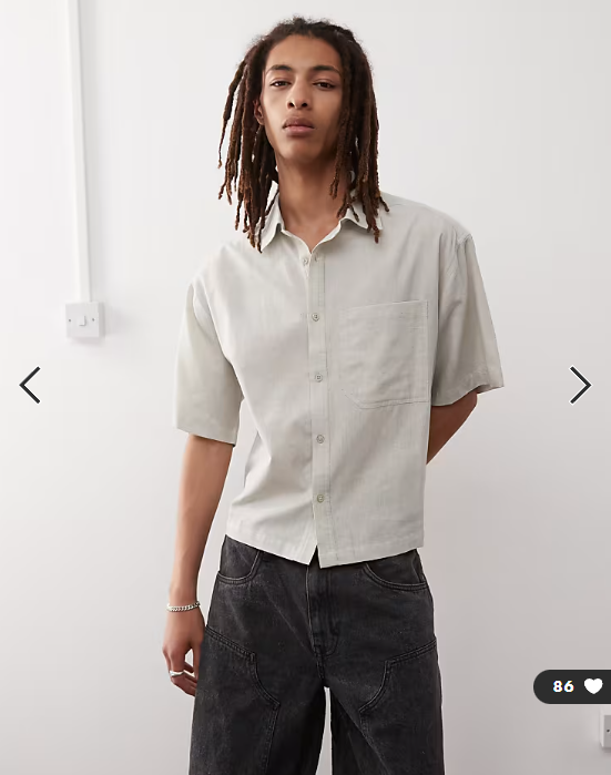 COLLUSION boxy linen mix short sleeve shirt in oatmeal