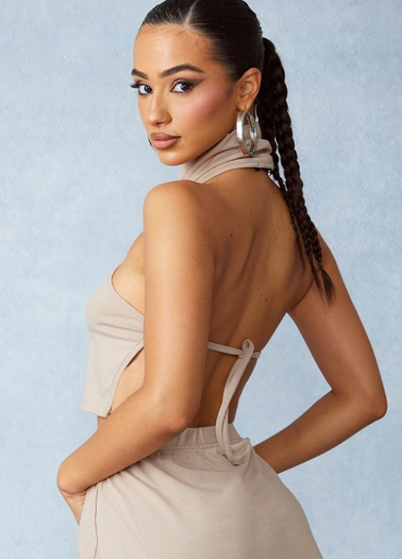 Petite Stone Halterneck Crop Top