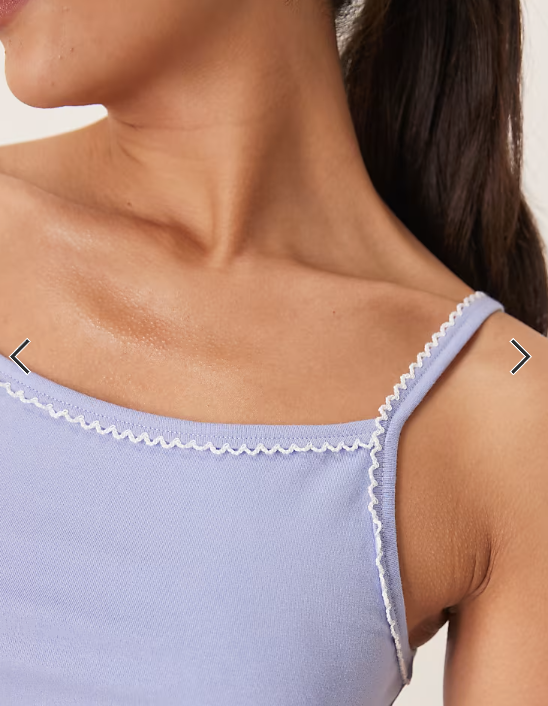 ASOS DESIGN mix & match cami vest pyjama top with picot trim in blue