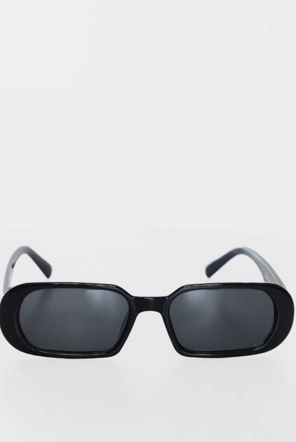 Black Round Frame Slim Sunglasses