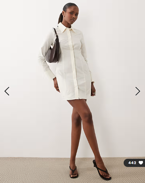 ASOS DESIGN fitted shirt dress in ivory