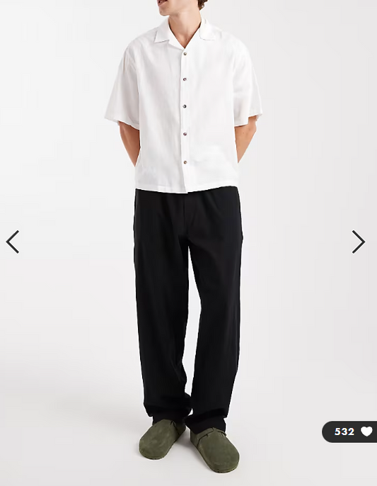 Jack & Jones loose fit linen mix trouser in black