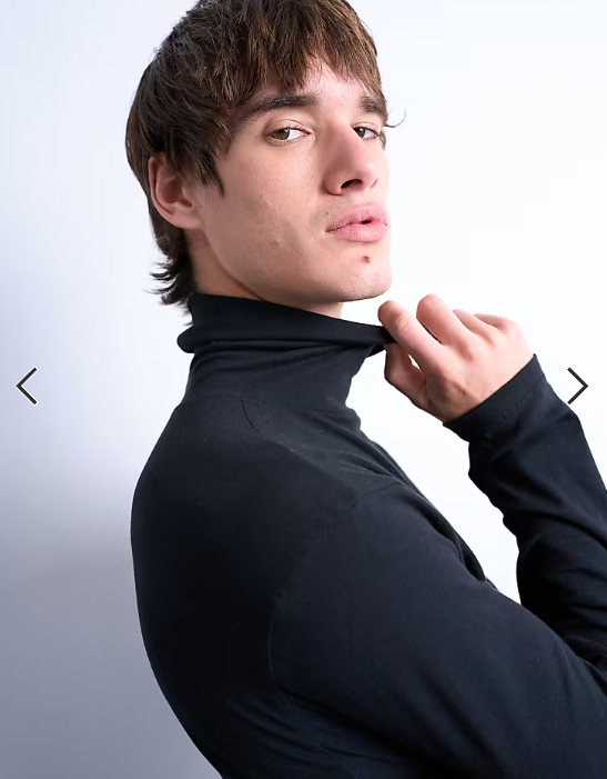 Topman relaxed fit roll neck long sleeve t-shirt in black .