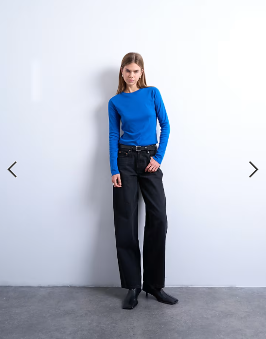 Topshop long sleeve everyday tee in cobalt blue
