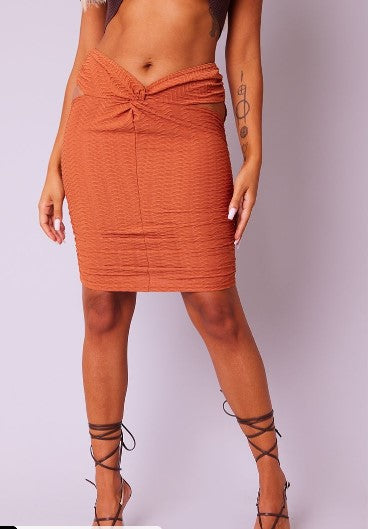 PETITE CHOCOLATE DIP WAIST CUT OUT BODYCON SKIRT