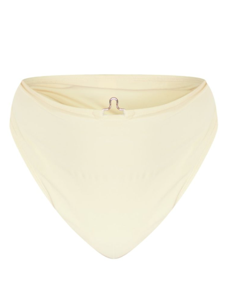 Plus Cream High Waist Gold Trim Bikini Bottom