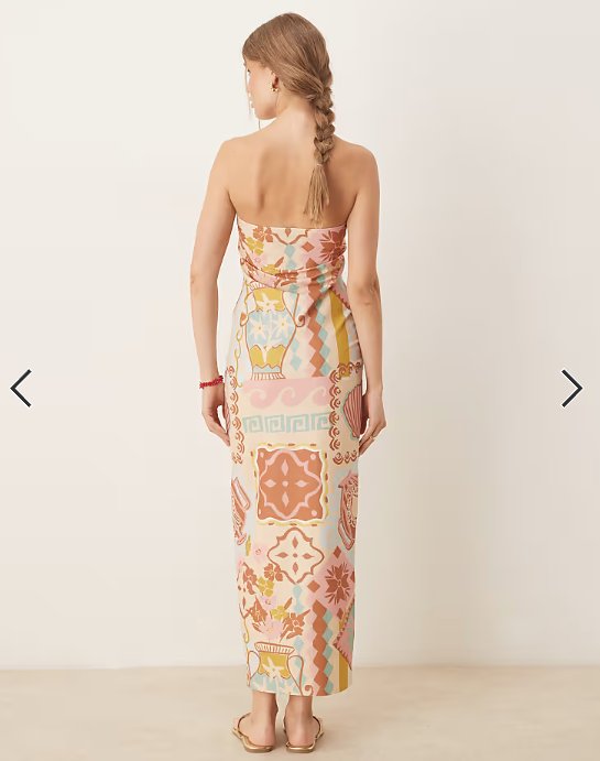 ASOS DESIGN bandeau midi dress in tapestry print
