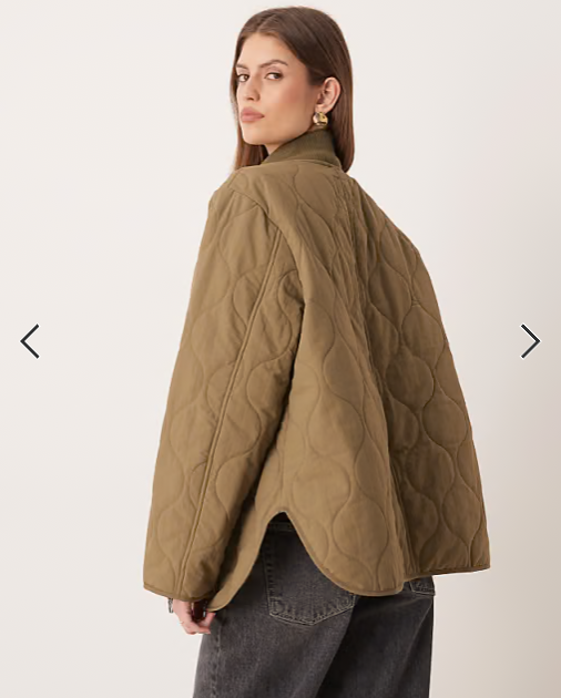 JDY oversized quilted jacket in light khaki