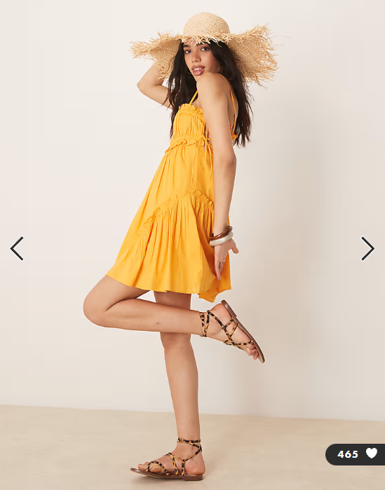 ASOS DESIGN babydoll mini dress with ruffle hem in orange