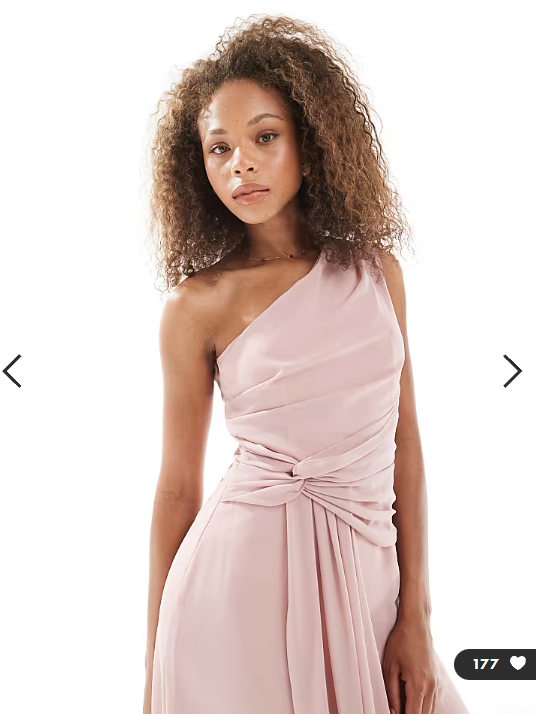 TFNC Bridesmaids one shoulder drape front maxi dress in mauve pink