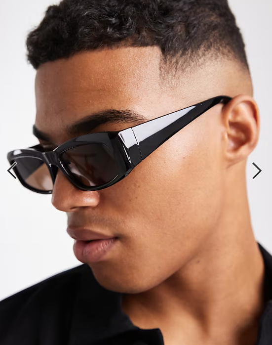 ASOS DESIGN rectangle sunglasses with brown lens and black frame