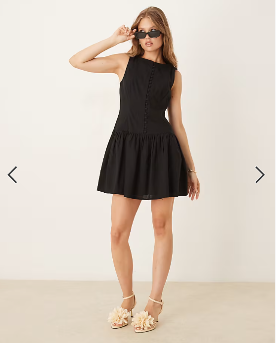 Nobody's Child Claudia tailored drop waist mini dress in black