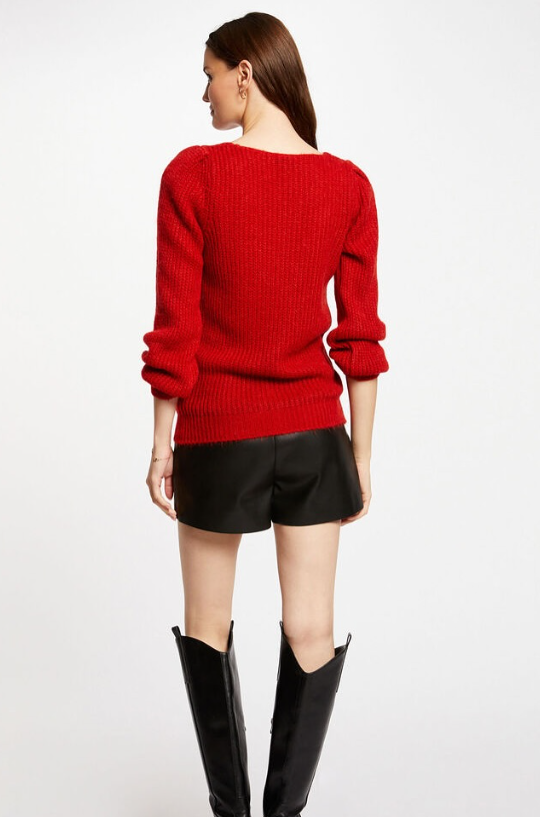 MORGAN- Long-sleeved jumper with V-neck medium red women