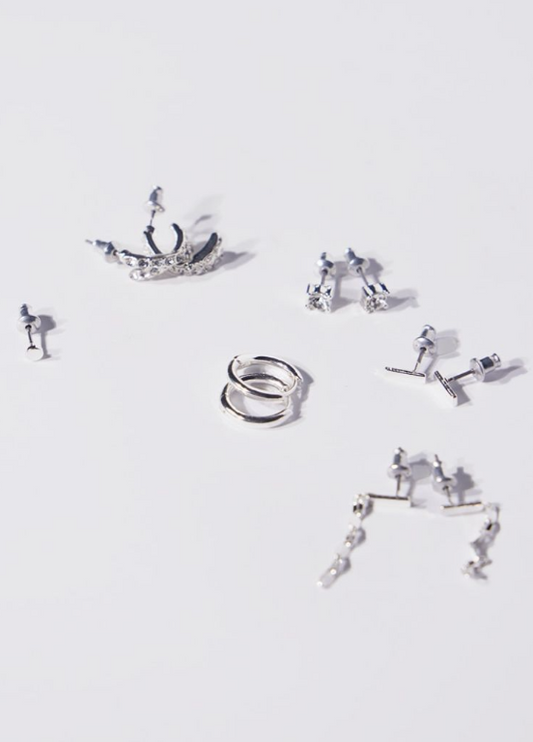 Silver Simple Elegant Stud & Hoop Multipack