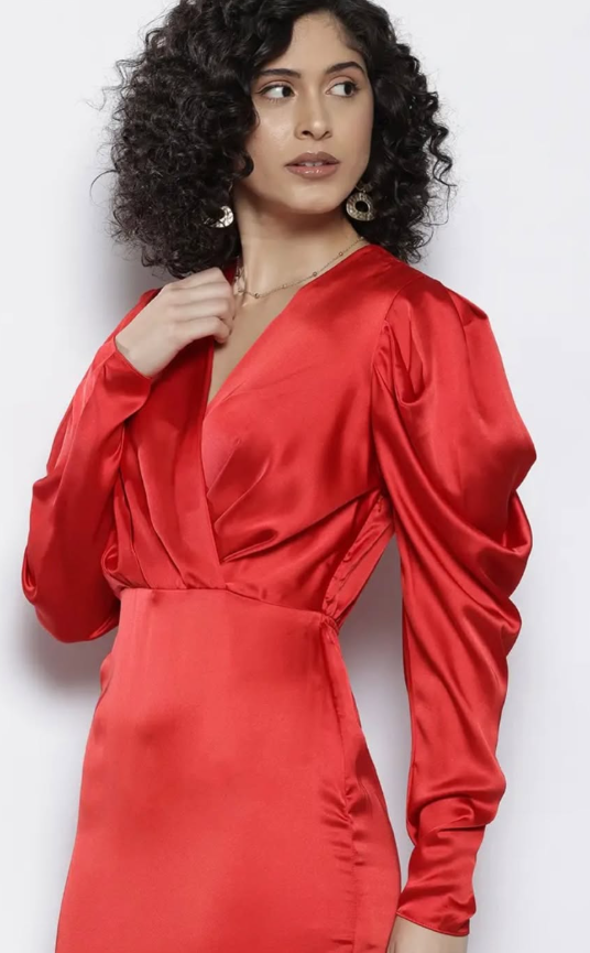 NA-KD - Puff Sleeve Satin Dress