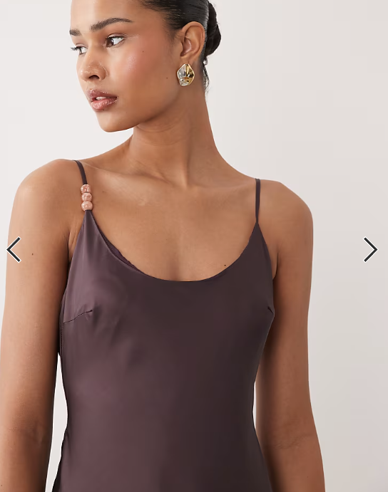 SNDYS satin bead detail scoop neck maxi dress in plum ombre