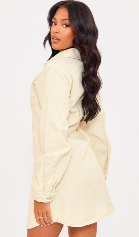 Plt - Tall Ecru Denim Oversized Shirt Dress