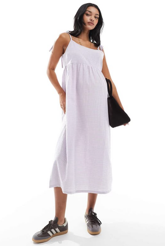 Mamalicious - maternity cotton midi dress in lilac