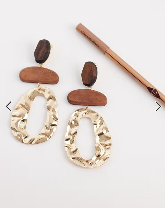 ALDO oaklynn molten drop earring in gold and wood effect