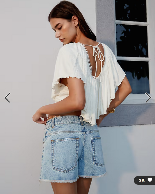 ASOS DESIGN crinkle tie back cape top in ecru