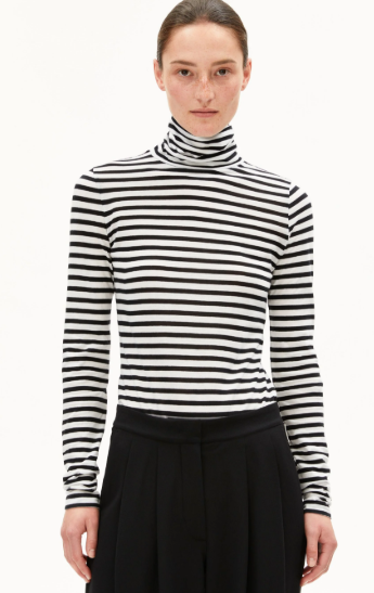 H&M - Black/white striped Turtleneck Top