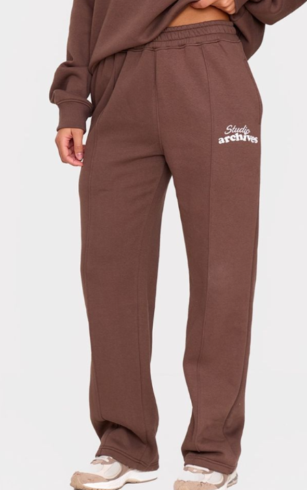 Chocolate Studio Archives Seam Detail Wide Leg Joggers