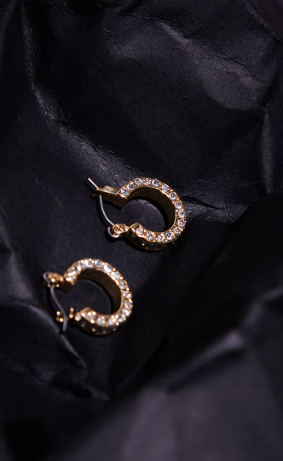 Real Gold Plated Diamante Mini Hoop Earrings