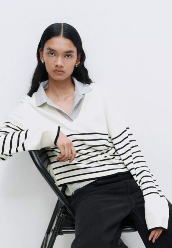 H&M-FINE-KNIT V-NECK SWEATER