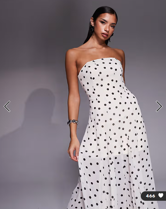 Forever New - strapless sheer maxi dress in ecru polka