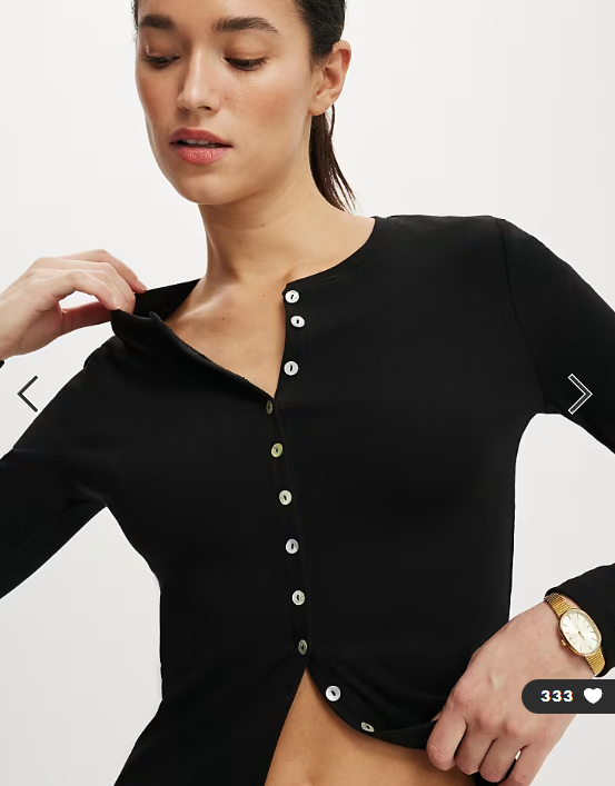 Cotton On Bailey button detail cardi in black