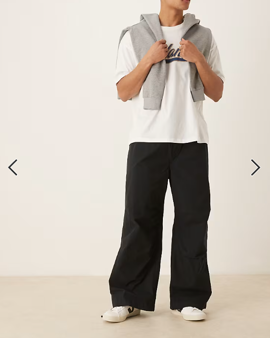 ASOS DESIGN poplin parachute trouser in black