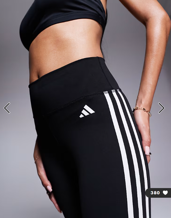 adidas Training Essentials 3 stripe 7/8 leggings in black