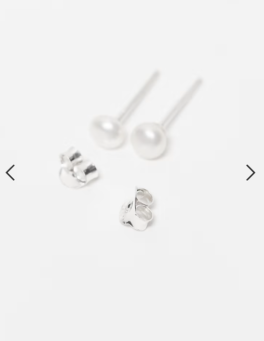 Kingsley Ryan classic pearl stud earring in silver
