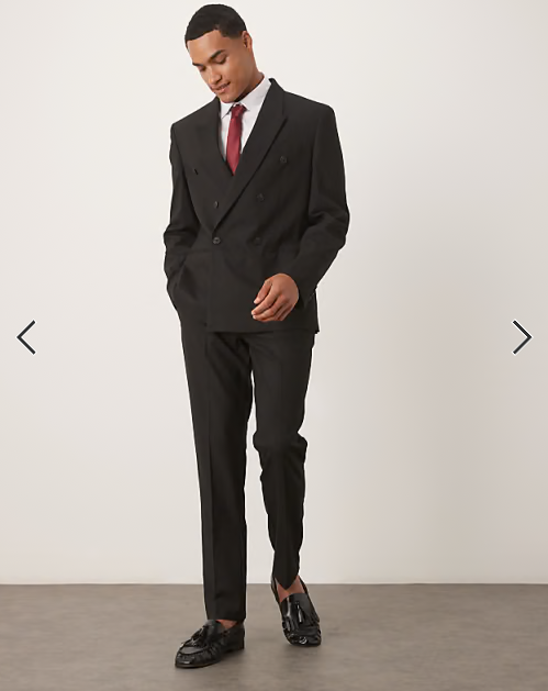 ASOS DESIGN double breasted slim suit jacket in black