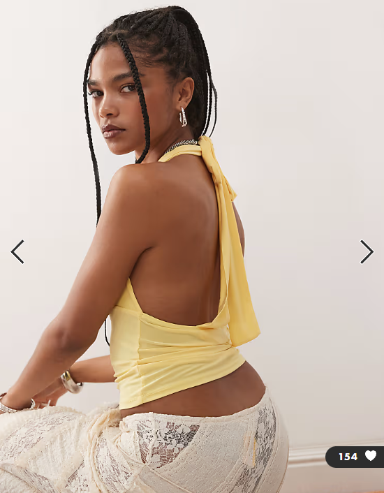 COLLUSION halter top in buttermilk yellow
