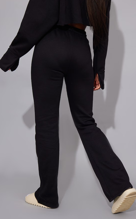 Black High Waisted Flared Leg Sweatpant