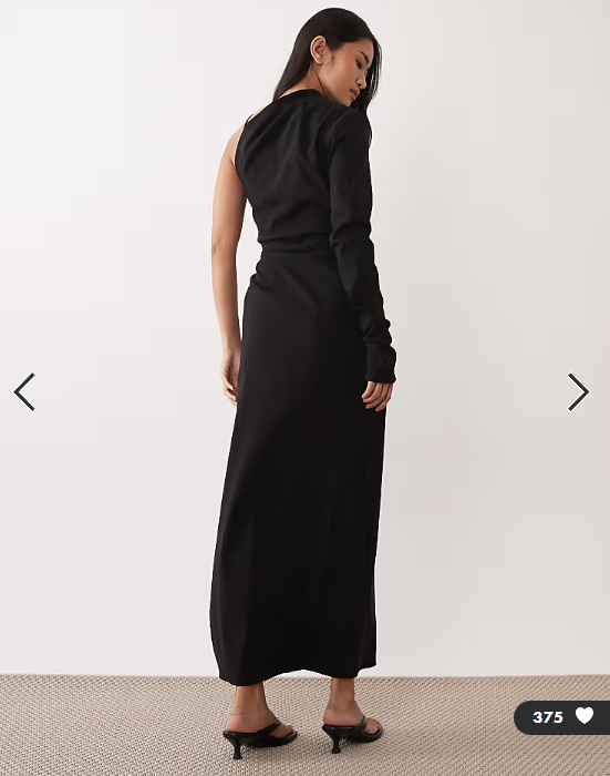 ASOS DESIGN one shoulder draped midi dress in black