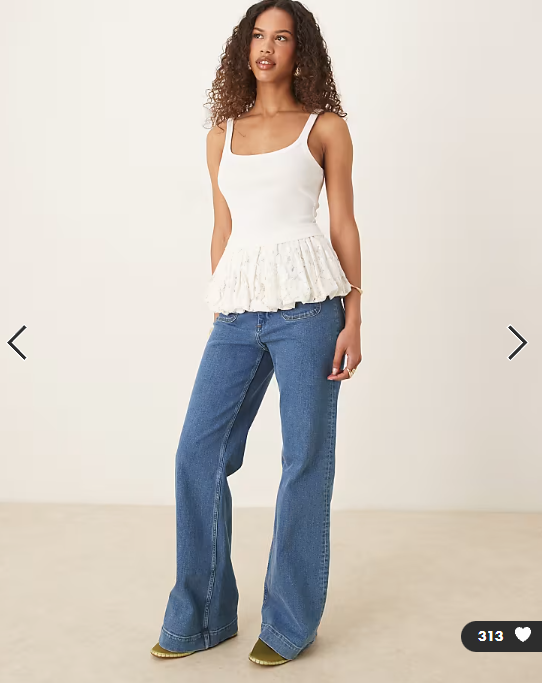 ASOS DESIGN bubble lace hem tank top in white