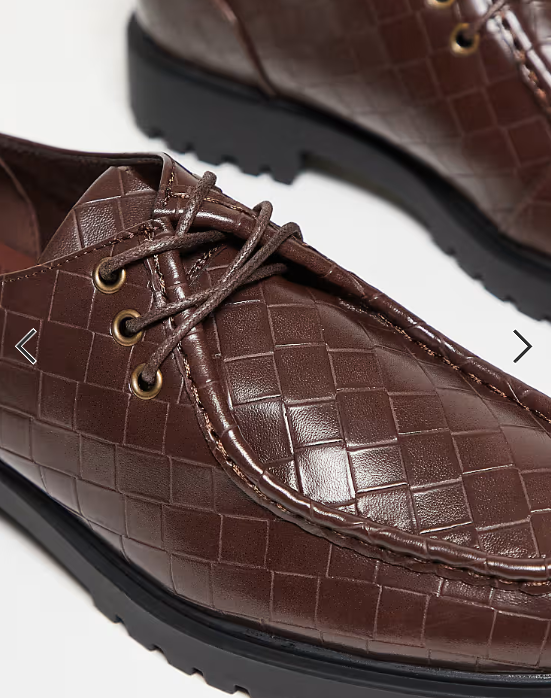 ASOS DESIGN apron lace up shoes in brown weave