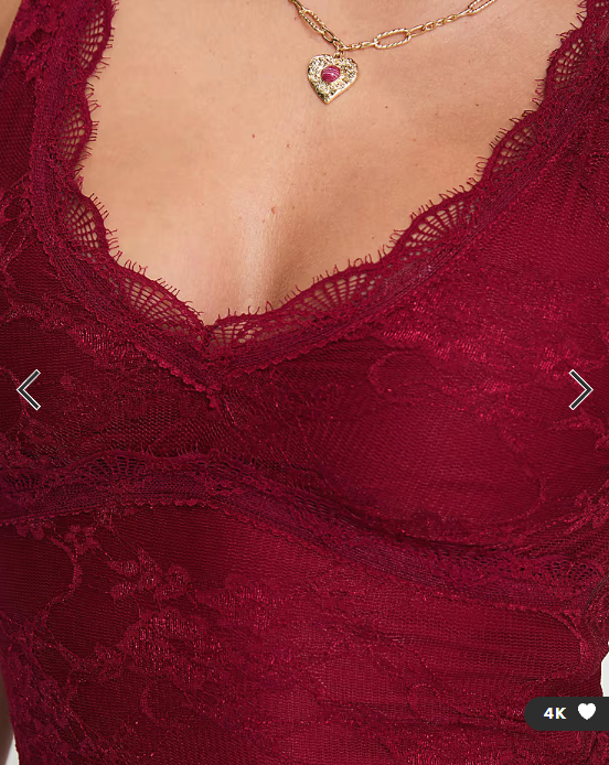 Princess Polly Far Away lace v neck vest top in burgundy